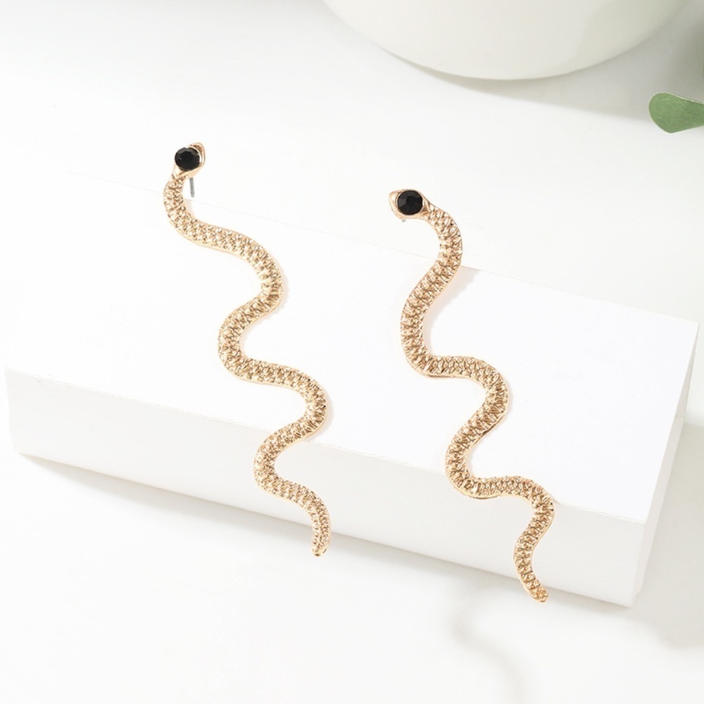 *AMIYA* Gold Snake Design Style Unique Fashion Earrings